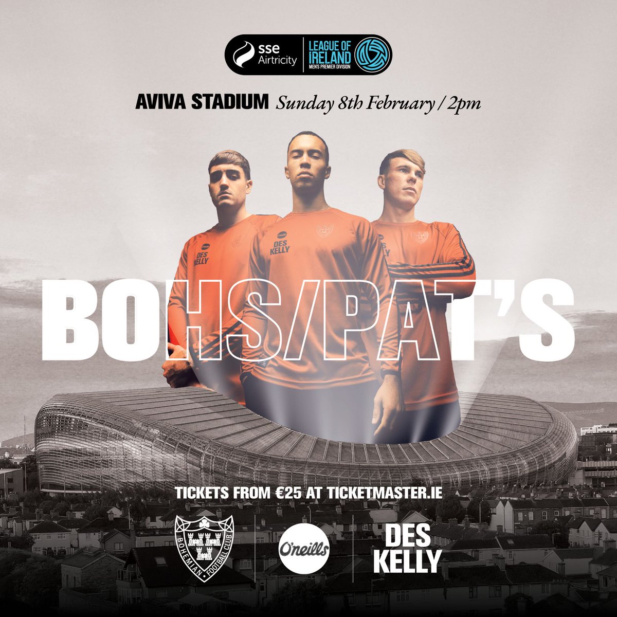 bfcdublin's tweet image. 🏟️ Bohemian FC is delighted to confirm that we will kick off the 2026 season at the Aviva Stadium with a Dublin derby against St Patrick’s Athletic on Sunday February 8.

🎟️ Bohs supporters should use the following link to ensure they buy tickets for sections allocated to home…