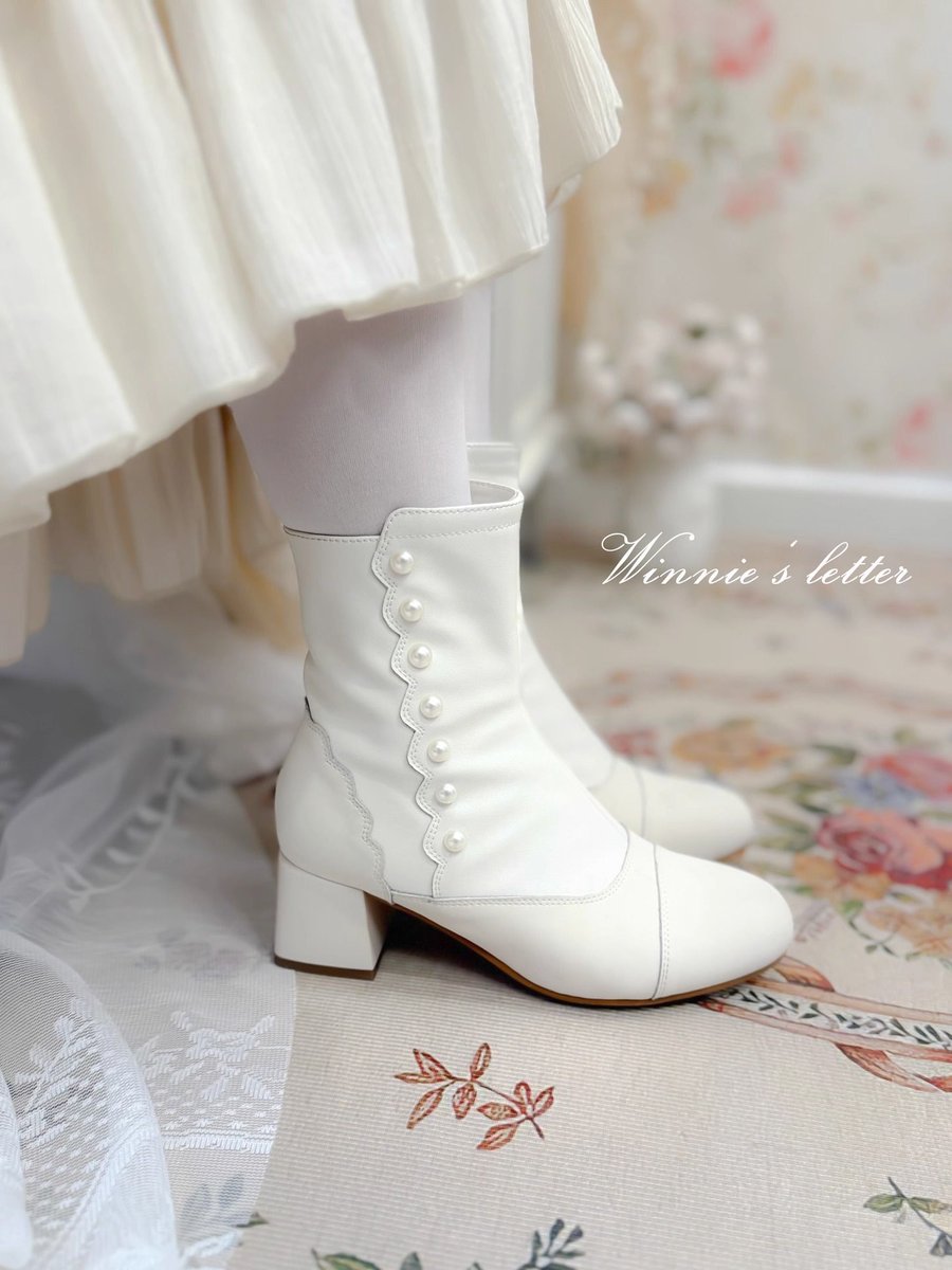 希少　フランスアンティーク　ボタンアップブーツ　ヴィクトリアン　レザー　ホワイト