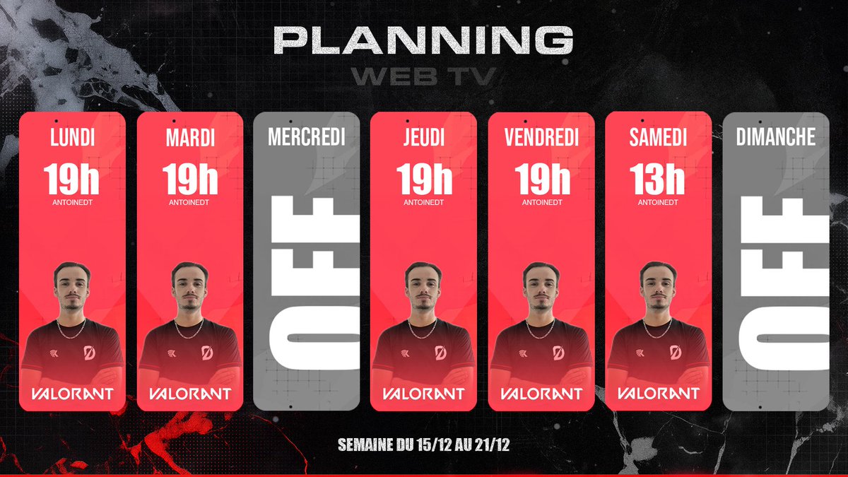 Digity_FR's tweet image. 🎥 | PLANNING  

@AntoineDtu pour vous servir 🤩

Grosse semaine pour notre streamer qui sera présent 5 jours pour le bien de nos fans 🫡

#DGTWIN #Stream #UNISPARLAPASSION