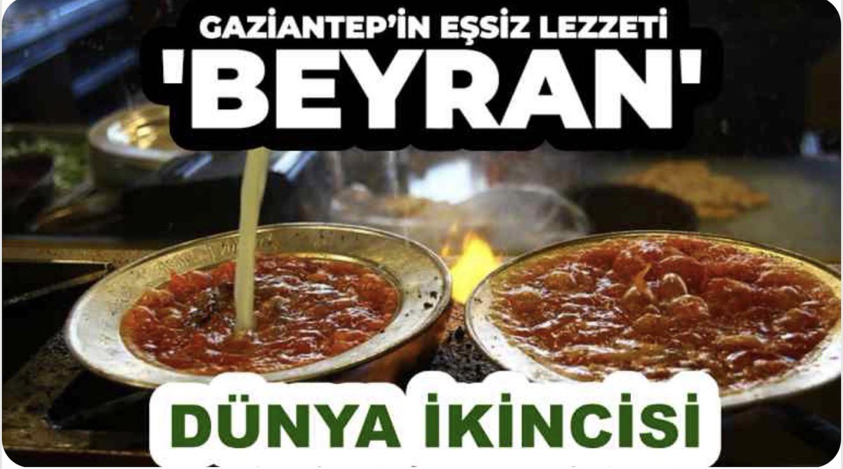 Beyran Çorbası dünya ikincisi...

Dünyanın çeşitli mutfaklarını ve geleneksel lezzetlerini kayıt altına almayı hedefleyen gastronomi platformu TasteAtlas, 2025/26 sezonu için “Dünyanın En İyi Çorbaları” listesini açıkladı. 

TasteAtlas 2025/26 listelerinde Gaziantep’e özgü Beyran
