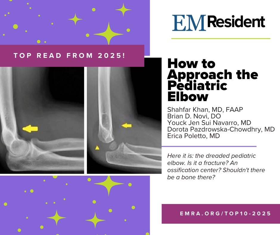 emresidents's tweet image. We're celebrating the next-level EM education in EM Resident! Check out these must-read featured articles at emra.org/top10-2025 

🔹Advanced Critical Care Ultrasound
🔸How to Approach the Pediatric Elbow

@tewmiller @A_Lex_00 @christianacare

#EMResident #EM #MedEd #EMBound