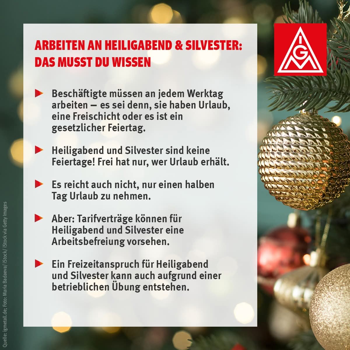 Müsst ihr an Heiligabend oder Silvester arbeiten? 

🎄🎇
Mehr Infos dazu in den Kommentaren. ⬇️

igmetall.de/service/ratgeb…