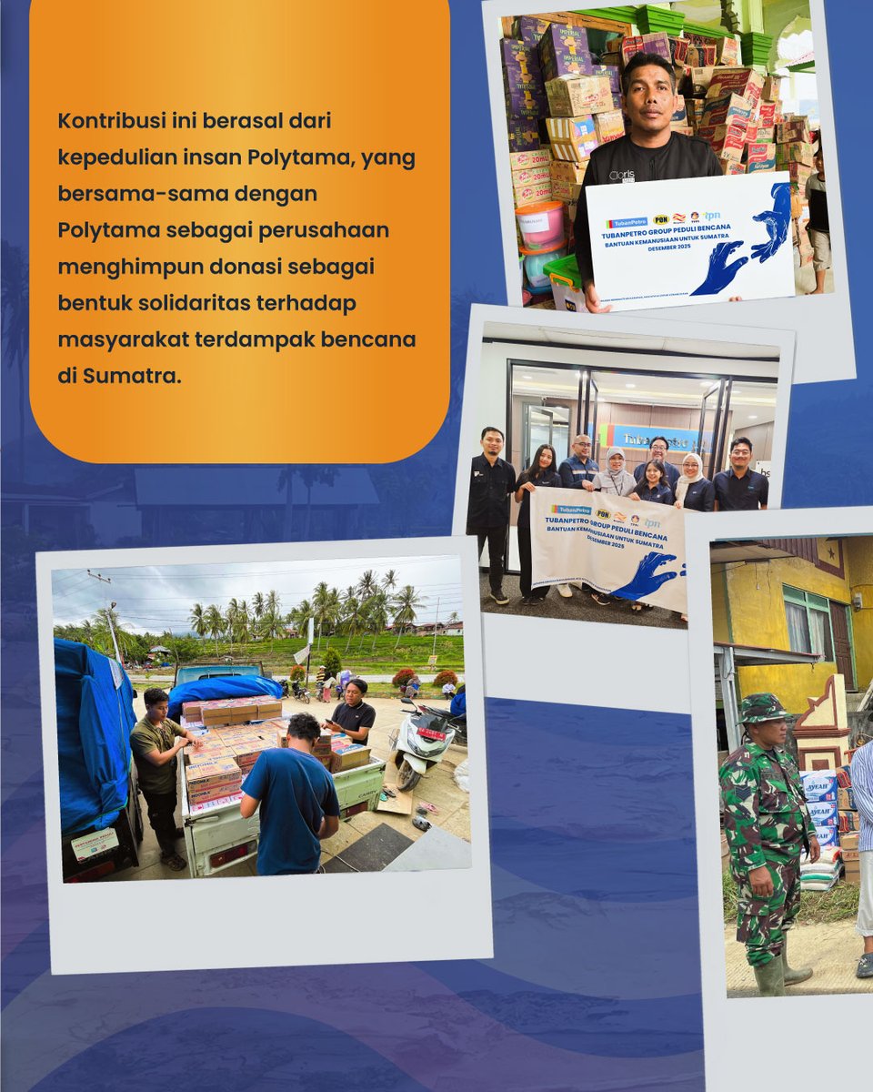 polytamaprop's tweet photo. Dari kepedulian Polytama dan seluruh insan Polytama, kami menghimpun bantuan kemanusiaan bagi masyarakat terdampak bencana di Sumatera, yang disalurkan melalui Program Bantuan Kemanusiaan TubanPetro Group.

Polytama,
#SynergizetoGrow https://t.co/tEHaj00DFW