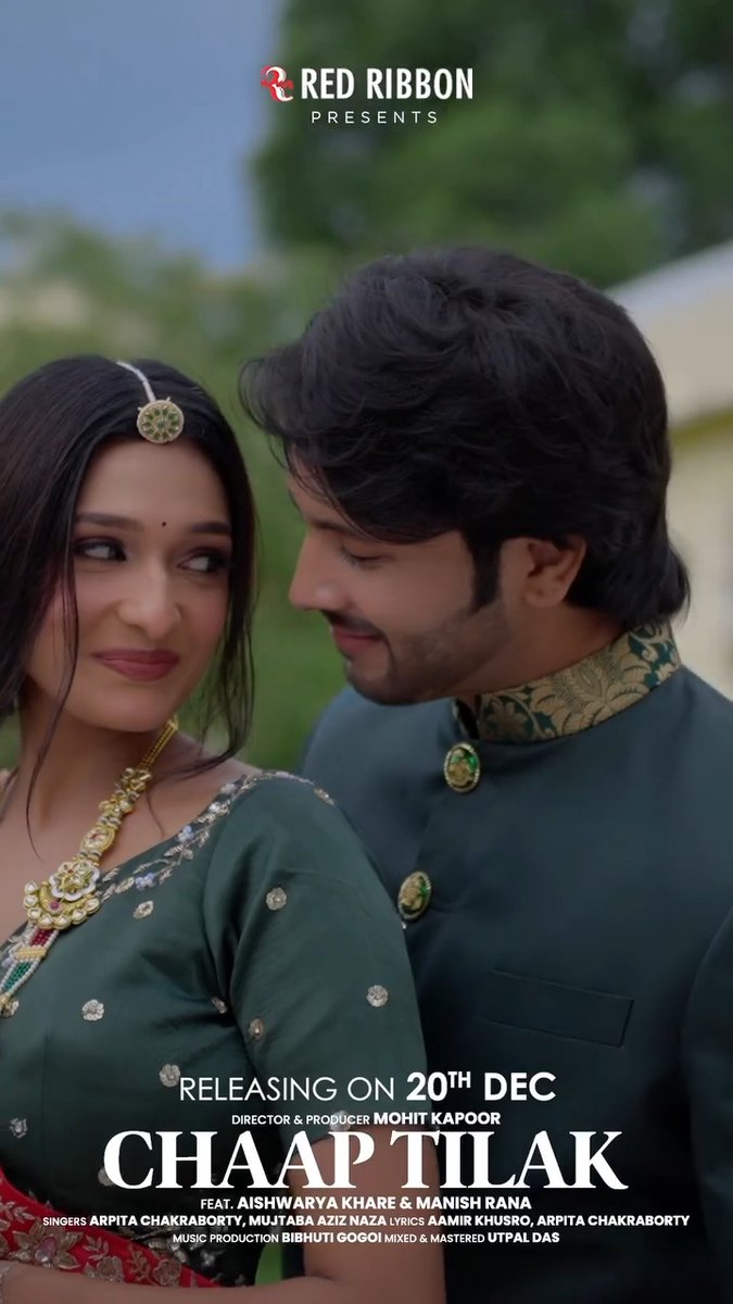 ✨ CHAAP TILAK ✨
Releasing on 20th December 🎶📅

A timeless Sufi classic reimagined with royal elegance 👑
Shot across the majestic heritage locations of Jaipur, capturing the soul of Rajasthan 🏰✨

Where music meets legacy ❤️
Releasing at 
<a href="/redribbonmusik/">Red Ribbon Music</a> 

#ChaapTilak