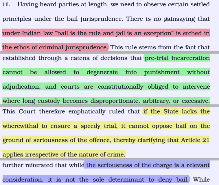 CiteCase's tweet photo. “Bail is the rule and jail is an exception” is etched in the ethos of criminal jurisprudence.

#SupremeCourt reiterates principles under Bail Jurisprudence: