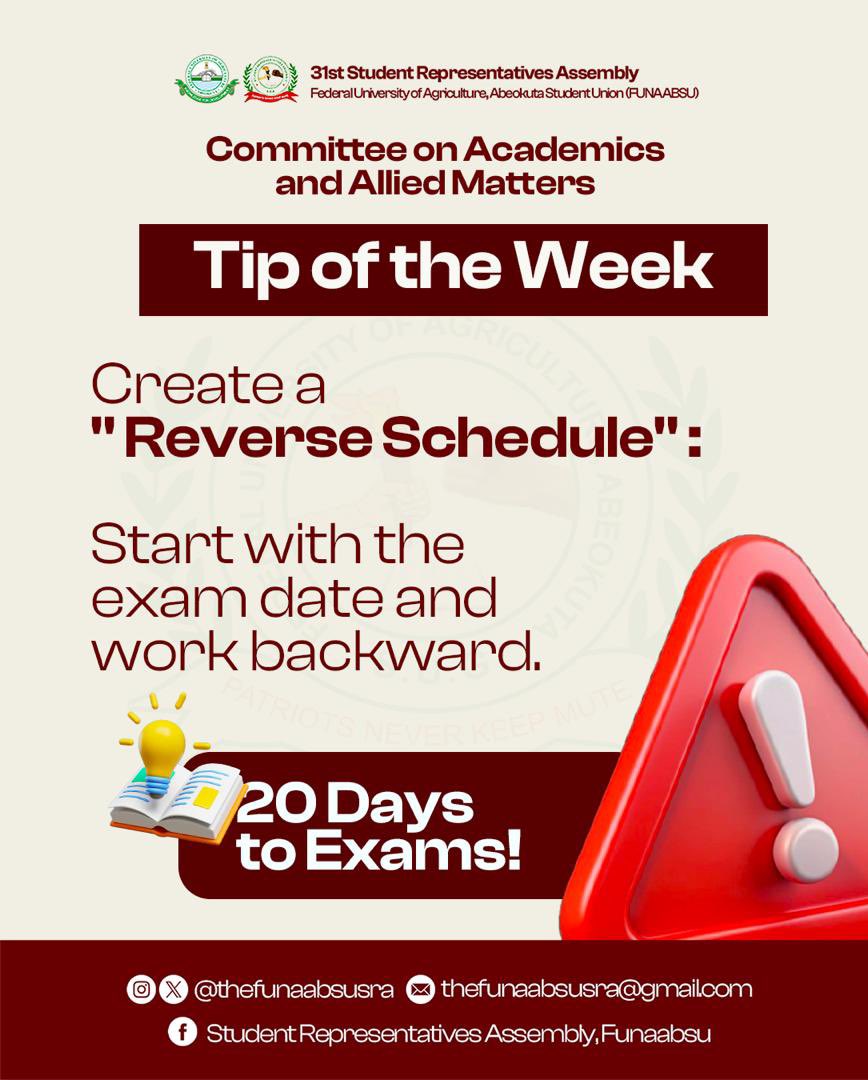 Tip of the Week 📚

Plan smart. Start from your exam dates and work backward.