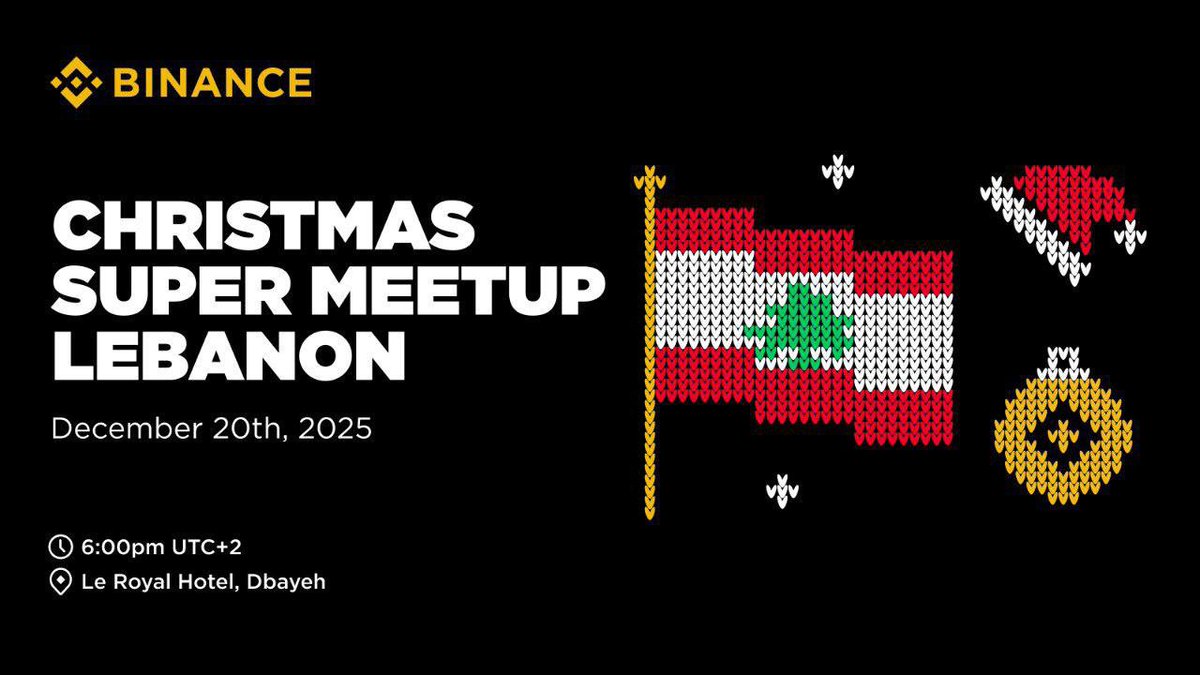 Binance is Santa this Christmas 🎅✨
We’re bringing the Binance family together in Lebanon to celebrate the season. Join us for Christmas vibes, good food, and even better company.
Registration is open now: binance.events/YgAYYE 🎄