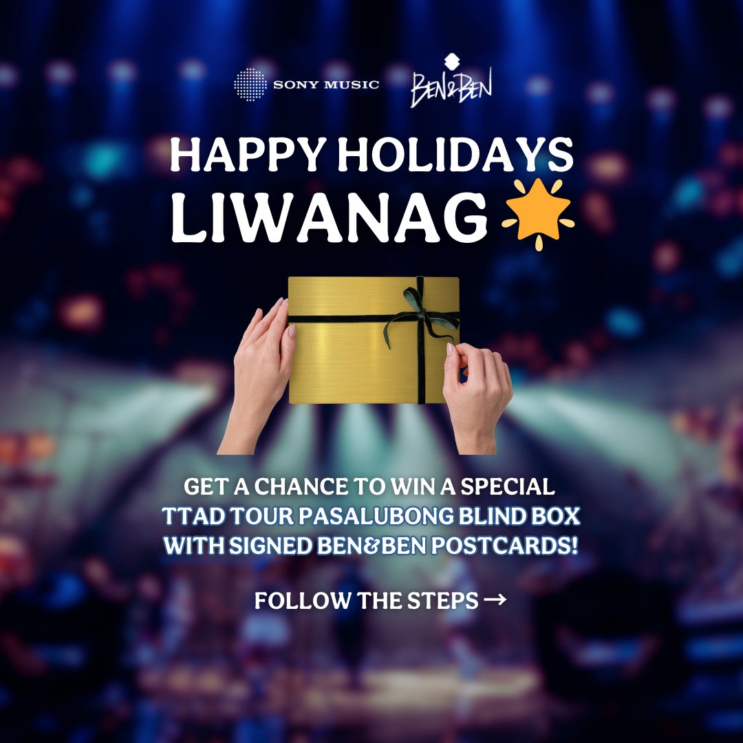 sonymusicph's tweet photo. Happy holidays, Liwanag! 💛

Celebrate the season by watching the Ben&amp;Ben The Traveller Across Dimensions Concert Film at home and get a chance to win a TTAD Tour Blind Box with signed postcards.

#ttad #thetravelleracrossdimensions #benandben #benandbenmusic https://t.co/hEfQ0TqEmq