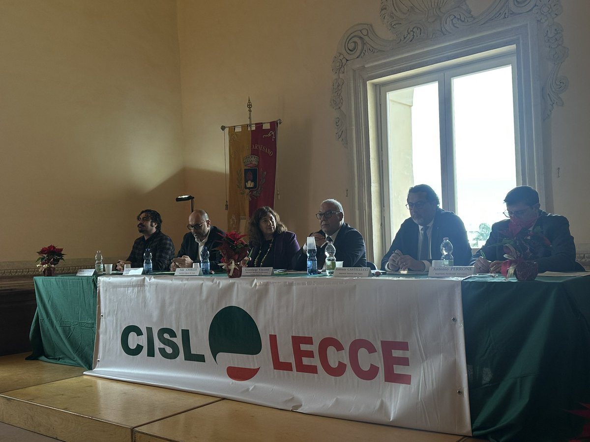 #16dicembre: Presso il Palazzo Marchesale di Arnesano partecipiamo al Consiglio Generale <a href="/CislLecce/">Cisl Lecce</a>: “Valore al buon  Lavoro : #contrattazione, #inclusione, #sviluppo, #partecipazione. <a href="/CislNazionale/">CISL Nazionale</a> <a href="/CislPuglia/">Cisl Puglia</a>.