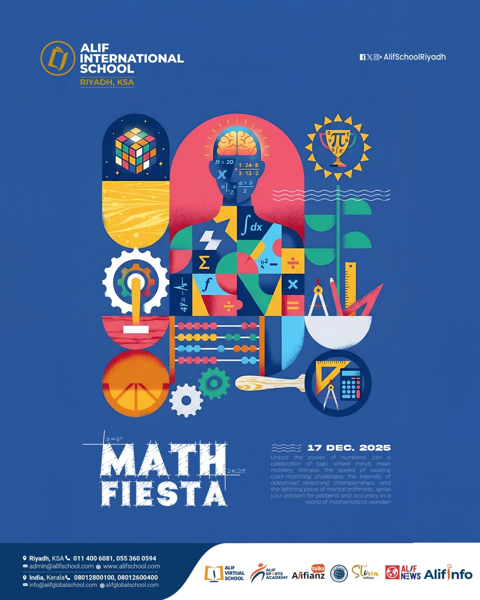 AlifSchoolRiyad's tweet photo. Numbers, logic, and fun come together at Math Fiesta! 🔢✨
A celebration of curious minds and clever thinking.

#MathFiesta #MathMagic #LoveForMath #LogicalMinds #ThinkSolveCreate #MathDay #LearningIsFun #STEMVibes https://t.co/xBILEDs0Zw