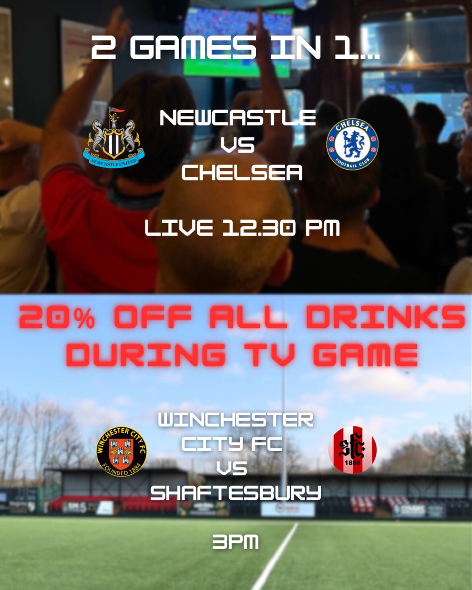 wincityfc's tweet photo. Nothing planned for Saturday?

Why not treat yourself to 2 games in 1 with 20% all drinks during the Tv match! 

#youcitizens https://t.co/tcvfkJXsYz