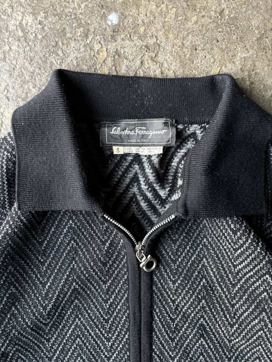 New stock 1990's Salvatore Ferragamo zip up knit jacket made in