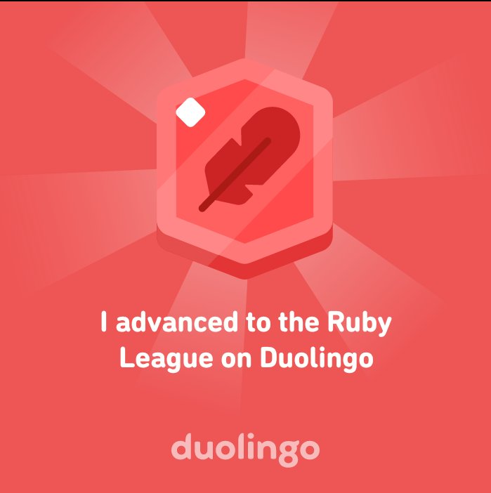 ButterflysAttic's tweet photo. I advanced to the Ruby League on Duolingo https://t.co/eBtVwI3FGg