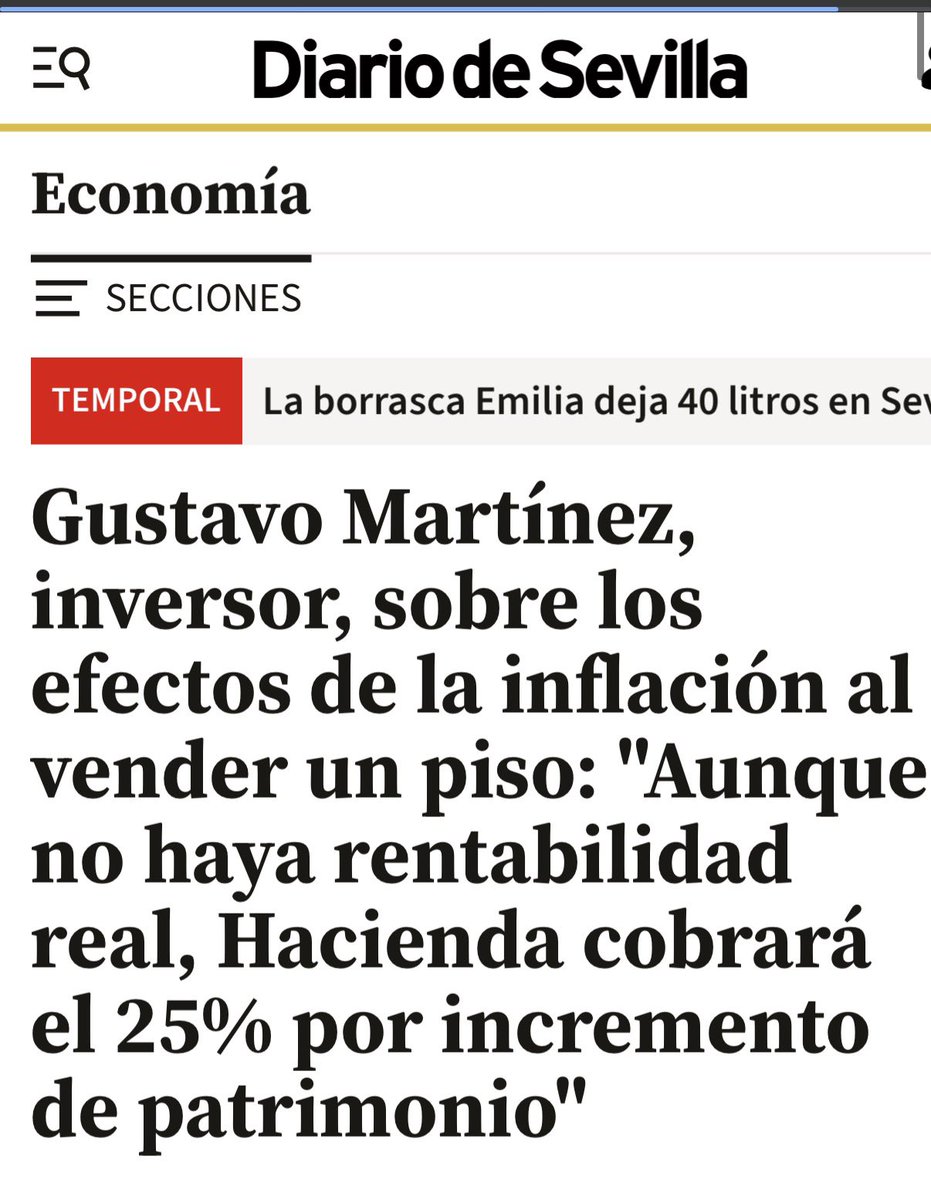 ¿Sabia que el estado le expropia por beneficios nominales aunq no haya obtenido beneficios reales?
Primero expropian vía inflación y después expropian por el retorno nominal en el tramo correspondiente de la base imponible del ahorro.

Lo explico aquí👇

diariodesevilla.es/economia/gusta…
