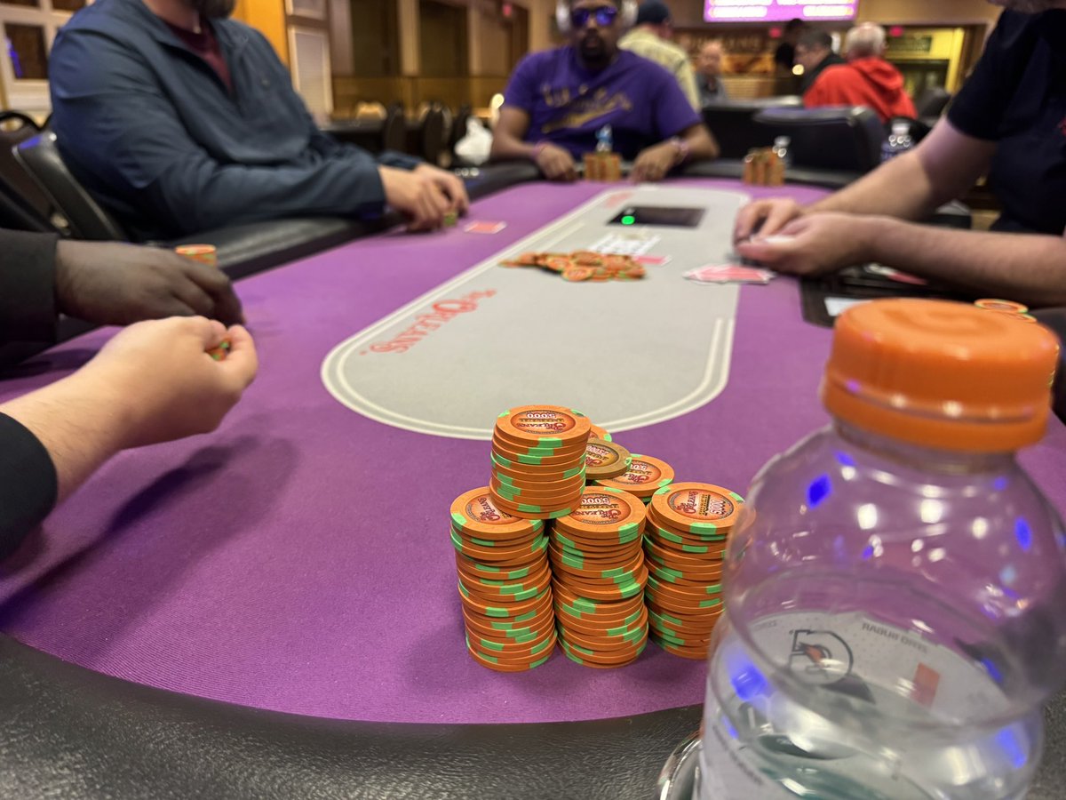 Finally!! My Vegas non-cashing streak is over! Made it to the final table of the Orleans $300 MegaStack. Finished 5/209 for $2300. Ran pretty good all day. Got AA 3x, action on all, all held up. Bust out hand was 44<QQ. Relieved to be positive ROI for the trip.
