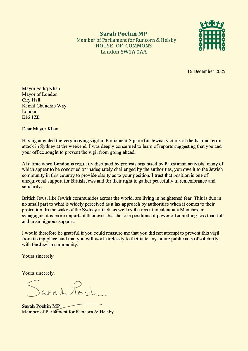 Sarah Pochin MP tweet media