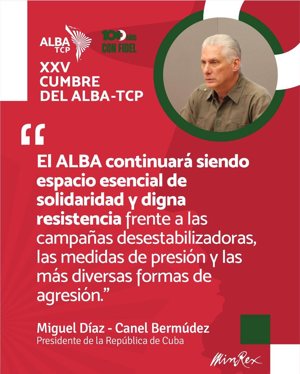 OficPolCubaRoma's tweet photo. #Cuba ratifica compromiso con la unidad, la paz y la soberanía de los pueblos de Nuestra América.
@MirtaGranda #ALBAUnida #100AñosConFidel https://t.co/H1tCN5gLy2