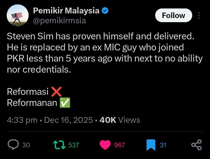 Speechless!

Reformanan itu bukan retorik ye tuan2. Ianya betul dan benar. 🥴