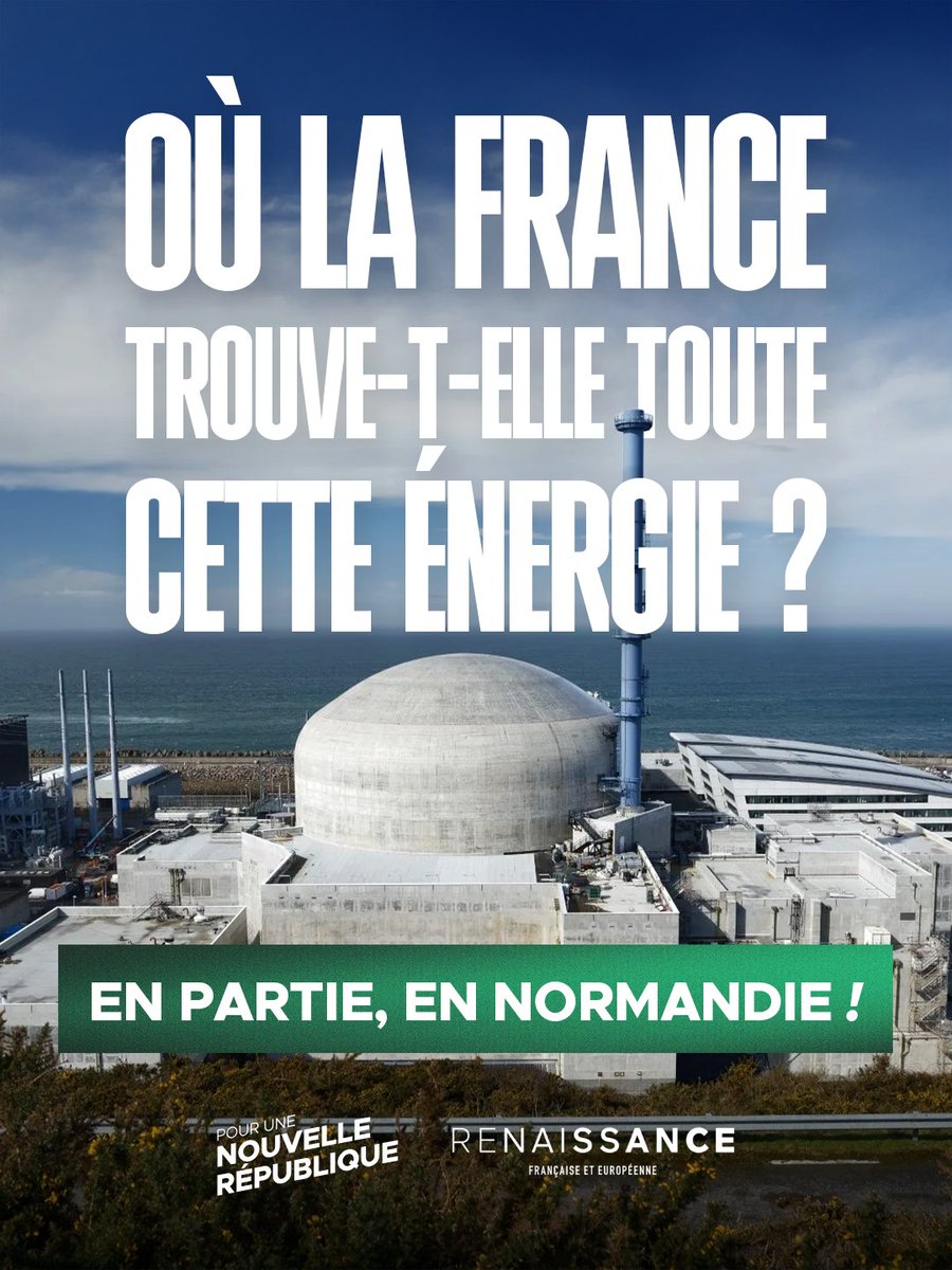 Renaissance's tweet image. 100 % de puissance.⚡️100 % de fierté française. 🇫🇷

Pour la première fois, l’EPR de Flamanville a atteint 100% de sa puissance : 1 669 mégawatts.
Une énergie massive et propre pour réussir notre transition écologique.

Notre souveraineté énergétique se bâtit ici, à Flamanville.