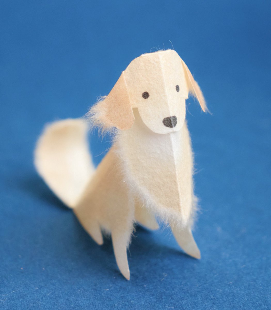PKirigami's tweet image. 和紙でゴールデンレトリーバーを作りました