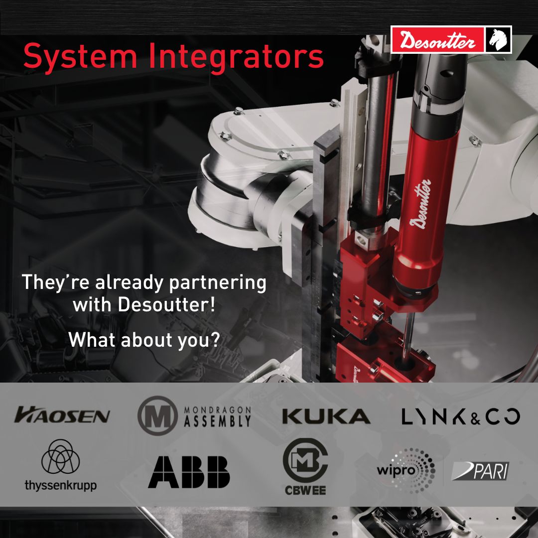 🚀System integrators, partner with Desoutter to deliver future-ready assembly lines!

👉 Discover the page: bit.ly/3XS5FLQ

#Desoutter #SystemIntegrators #Automation #SmartAssembly #Industry40 #ManufacturingInnovation #EngineeringSolutions #VisionSystems #ProcessControl