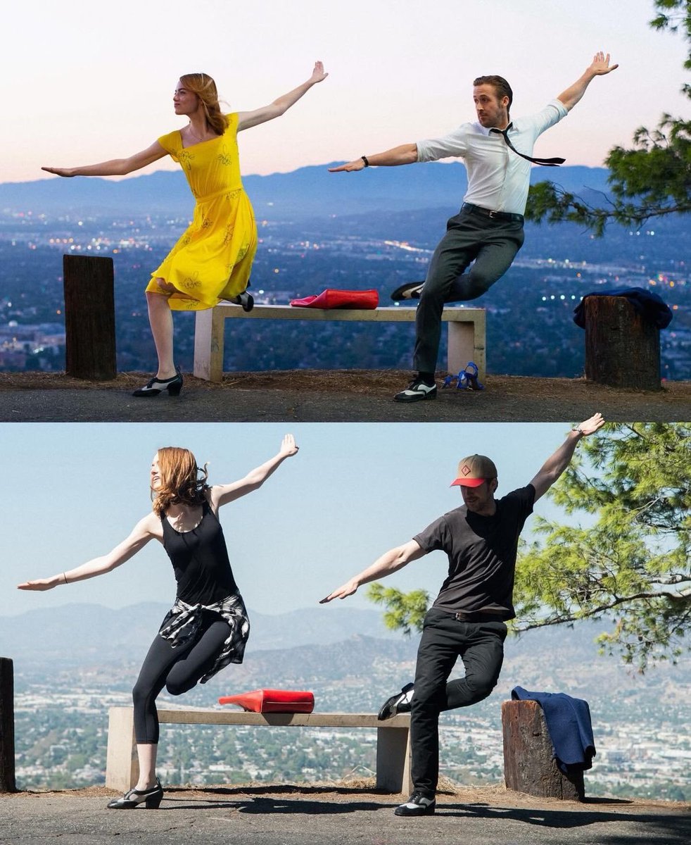 WarriorNight007's tweet image. Emma Stone and Ryan Gosling rehearsing for La La Land in 2016
