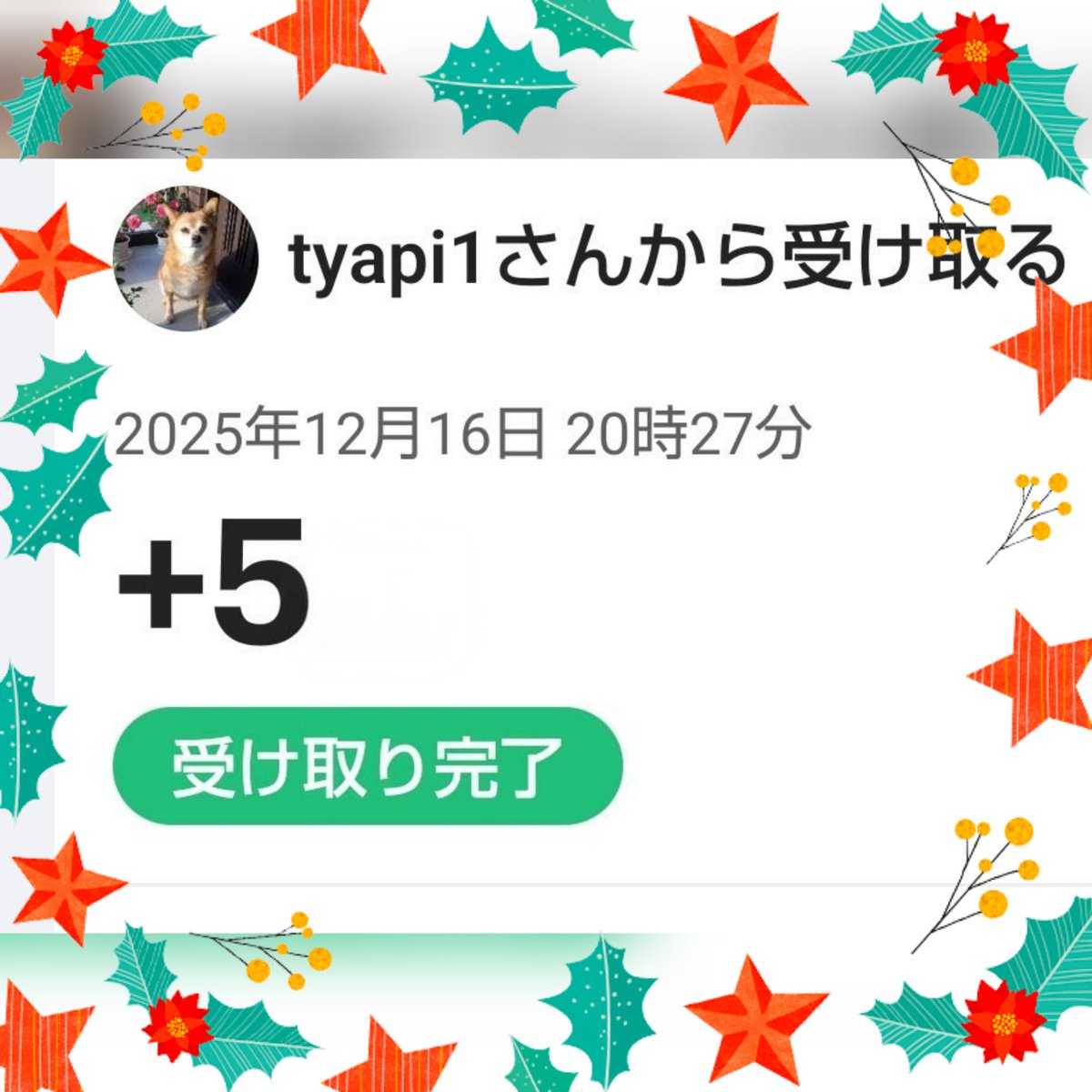 チャピさん@123456789tyapi2 のインスタントウィンで赤玉🔴出て5円