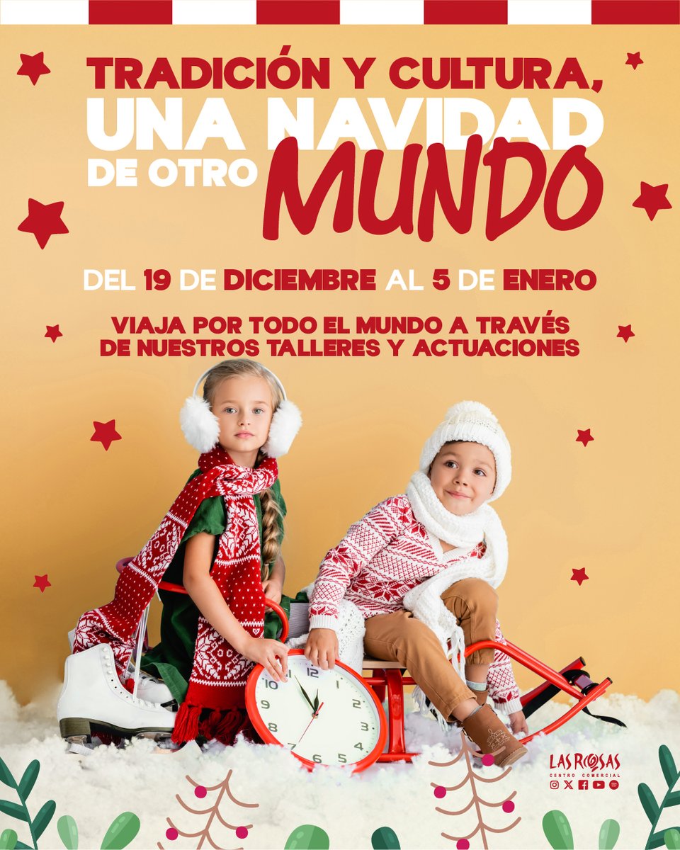 📷📷 Tradición, cultura… ¡y una Navidad de otro mundo en CC Las Rosas! 📷
Del 19 de diciembre al 5 de enero podrás viajar gracias a nuestros talleres y actuaciones. Consulta la programación aquí cclasrosas.es/.../tradicion-…
#CCLasRosas #NavidadDeOtroMundo #NavidadEnLasRosas