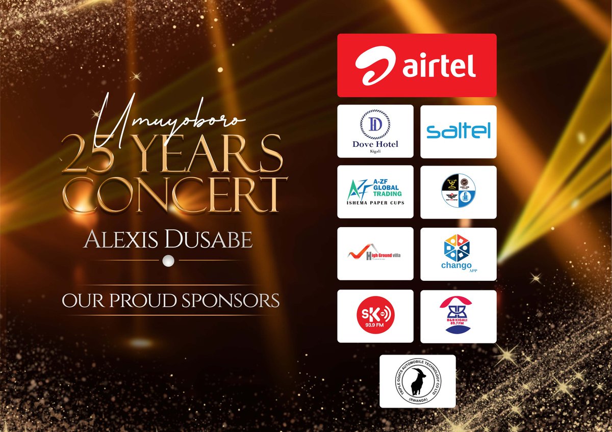 Dusabe777's tweet photo. Celebrating 25 years of music with Alexis Dusabe at the Umuyoboro Concert! 

A massive THANK YOU to our proud sponsors for making this spectacular event possible. Your support is invaluable!

#Umuyoboro25Years #AlexisDusabe #LiveConcert #ProudSponsors https://t.co/u84tSIbaXd