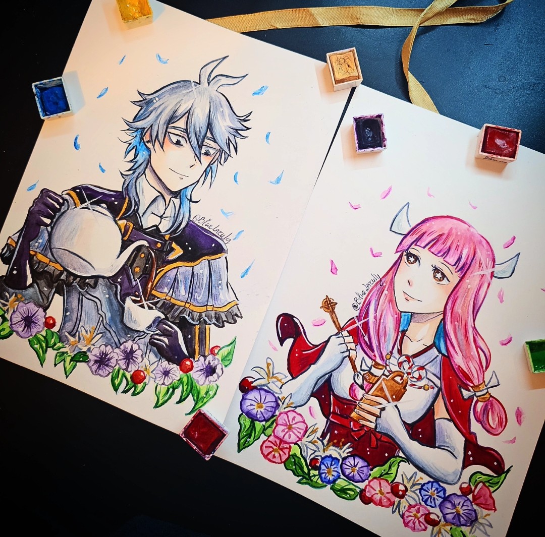 BlueLazuly's tweet photo. Mitama and Dywer from Fire Emblem ❤️
Commission for Hyppothegreycat
#FireEmblem #FireEmblemHeroes #FireEmblemFates #Mitama #Dywer #watercolor https://t.co/WtEqkkHt3Y
