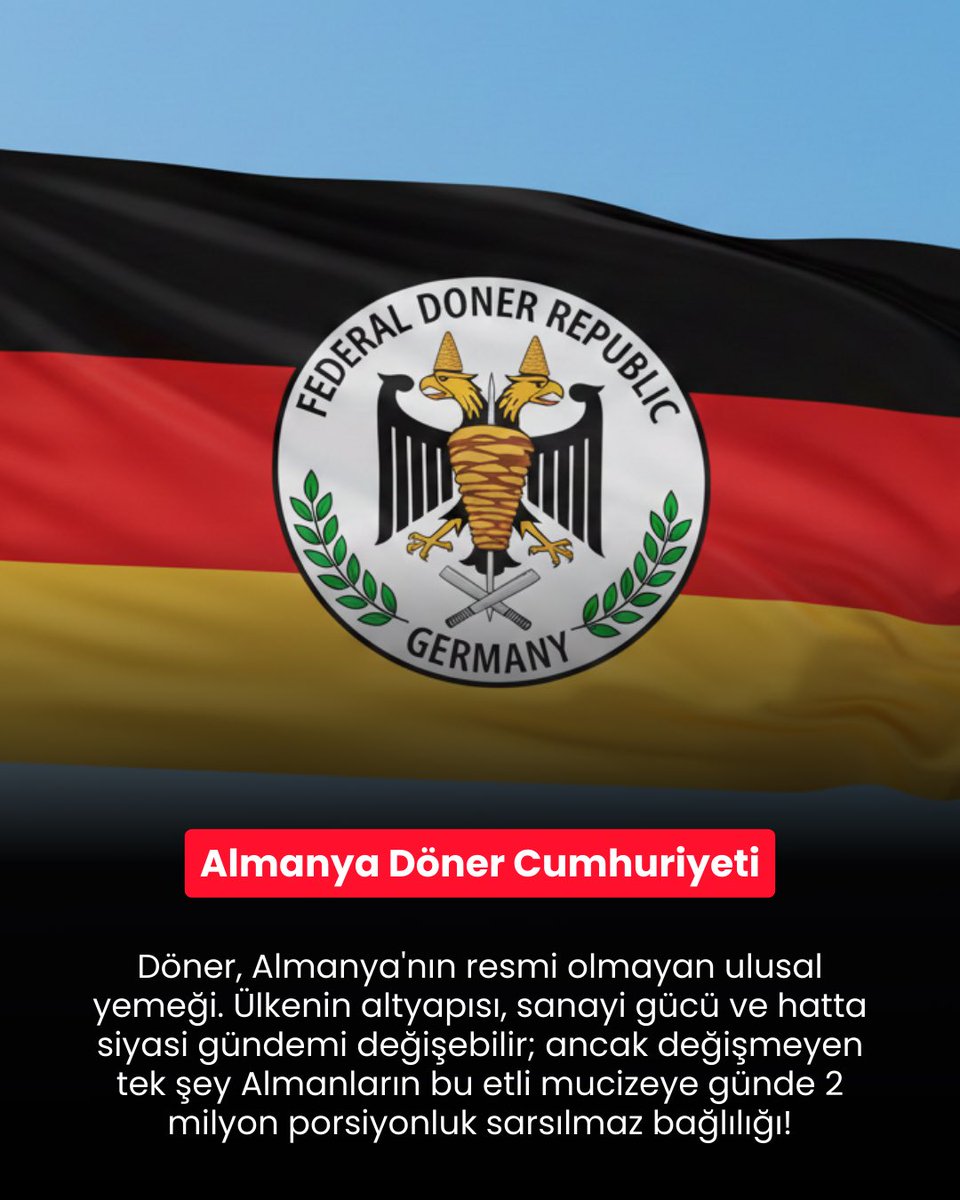 Almanya'da günlük 2 milyon porsiyon, ayda 60 milyon porsiyon döner eder. Eğer bu dürüm ve sandviçler uç uca eklenseydi, muhtemelen Ay'a gidip gelebilir, sonra da bir tur Mars'a uğrayıp ikinci bir porsiyon için geri dönebilirlerdi.