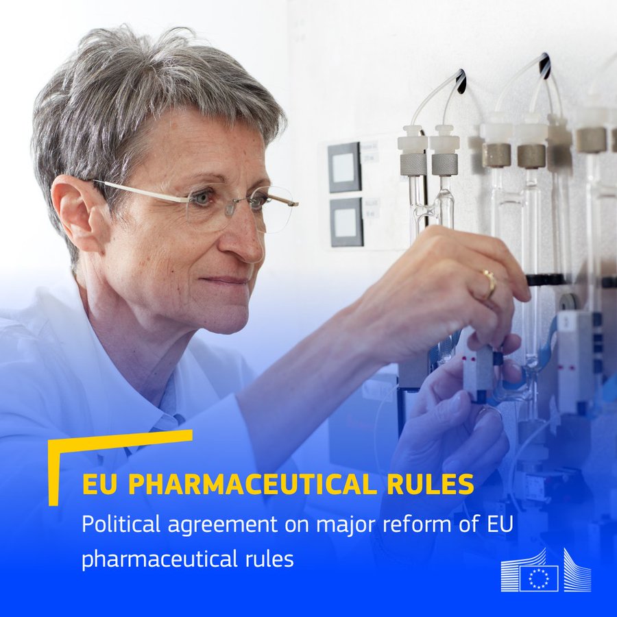 ✅Raggiunto accordo politico volto a modernizzare la legislazione farmaceutica dell'UE – stimolando innovazione e investimenti nel settore farmaceutico 🇪🇺, &amp; garantendo al contempo che i medicinali siano sicuri, efficaci e disponibili.

Approfondisci 📑↓
link.europa.eu/DtvT6C