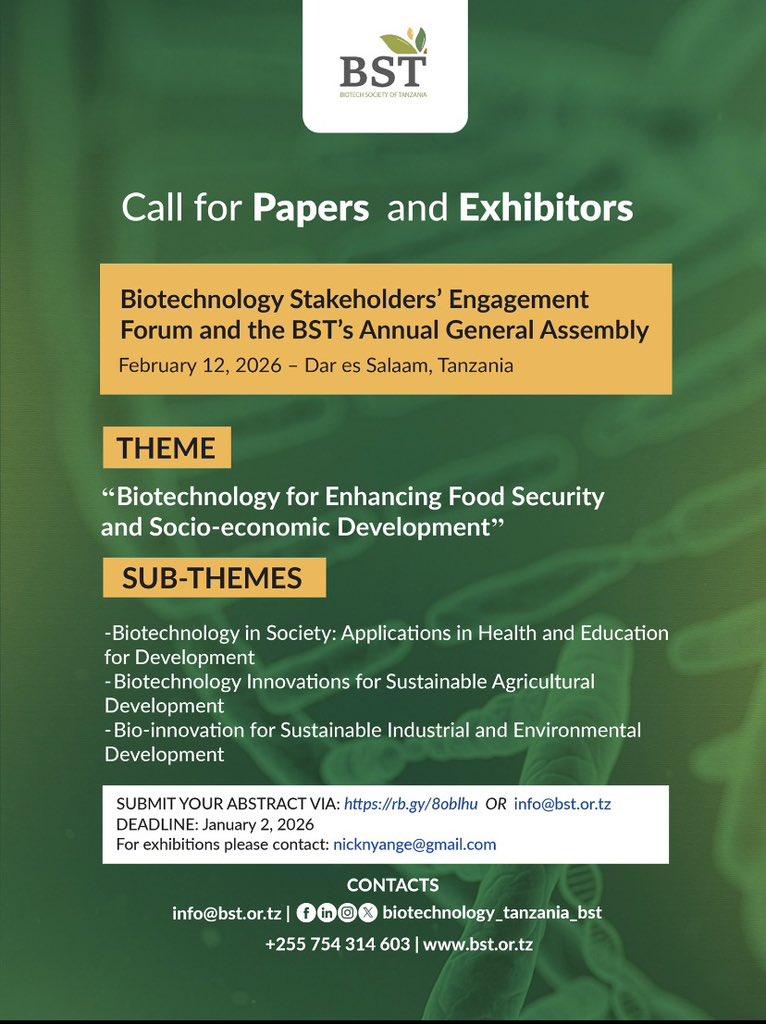 Biotechnology Society of Tanzania tweet media