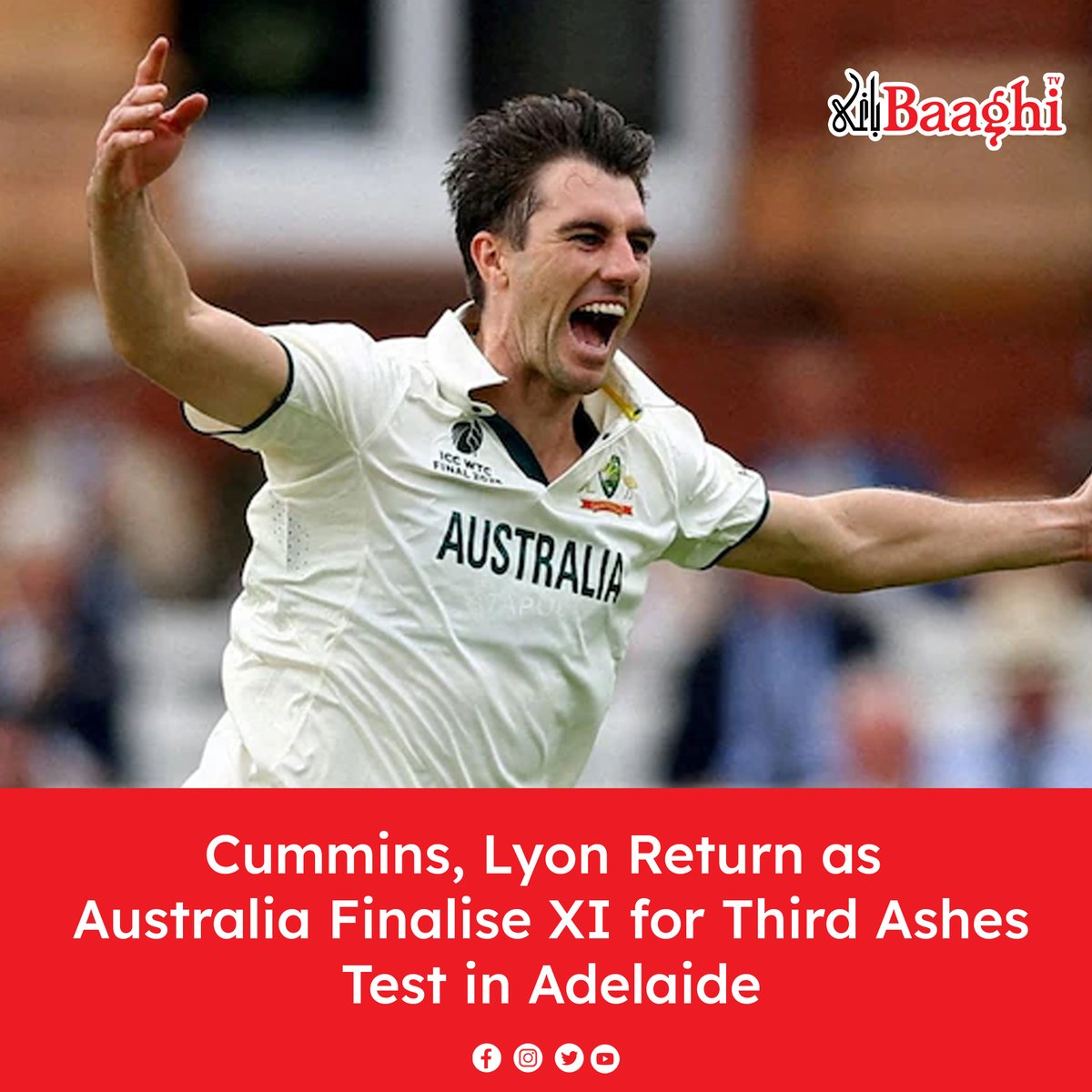 BaaghiTV's tweet image. Cummins, Lyon Return as Australia Finalise XI for Third Ashes Test in Adelaide

en.baaghitv.com/cummins-lyon-r…

#BaaghiTV #PatCummins #Returns #Australia