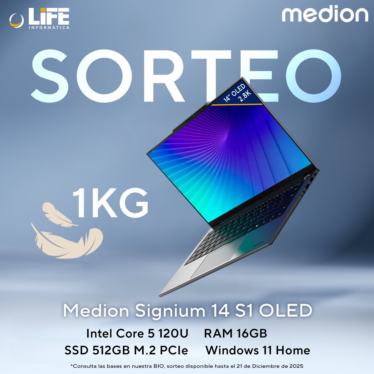lifeinformatica's tweet image. En LIFE informàtica estamos regalando un Medion Signium:
✅ pesa solo 1 kg
✅ lleva pantalla OLED
✅ y es perfecto para llevártelo a cualquier parte 😏

Sorteo disponible para España, Islas Baleares, y Canarias.
Consulta las bases legales en nuestra web.
👉lifeinformatica.com/sorteos-life-i…