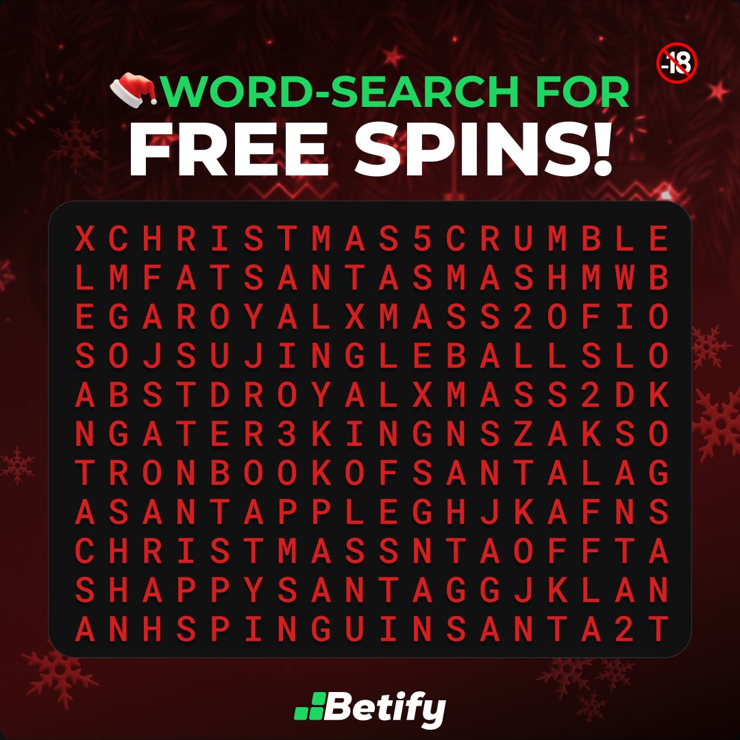 Betify's tweet photo. 🎄 BETIFY CHALLENGE 🧩

🎅 Find the hidden slot in the word puzzle for a chance to win a 🎁

Rules:
💚 + ♻️
Drop a screenshot with your guess + Betify🆔
⚠️1 guess per account
🏆 3 winners

🍀 https://t.co/FRyIxawxGk https://t.co/wSvXZ7mPnE