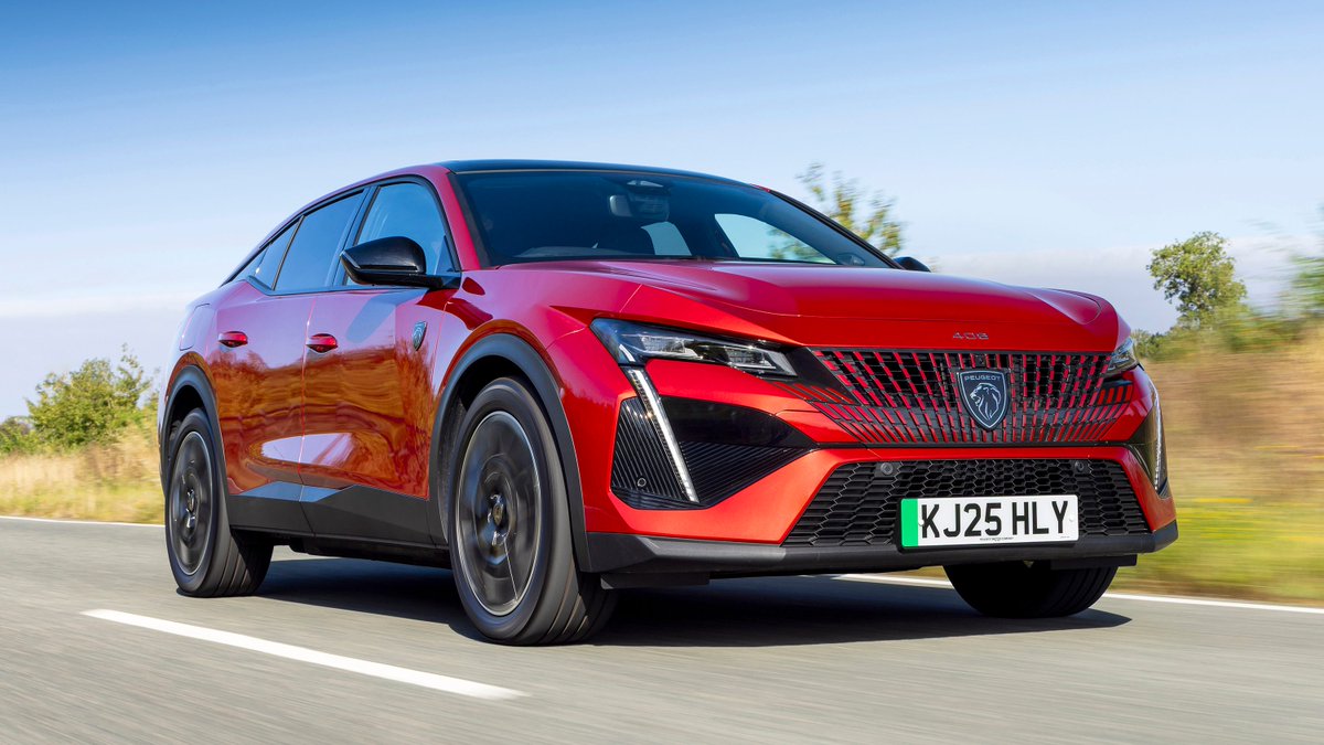 BBC_TopGear's tweet photo. Peugeot E-408 review: wacky saloon-crossover goes fully electric ➡️ https://t.co/YiSWT5N0rZ https://t.co/T7y1AF2Kbd