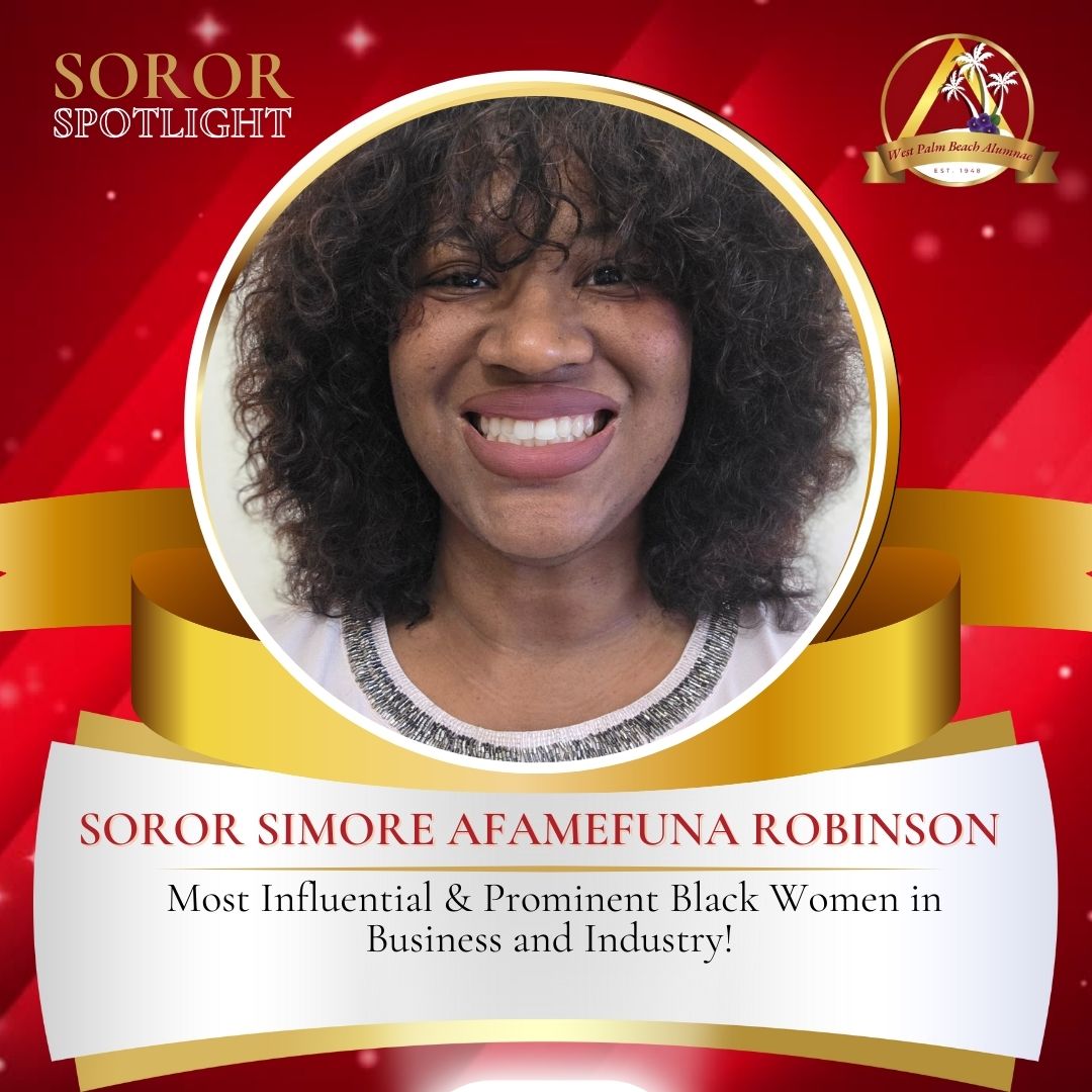 wpbdst's tweet image. Congratulations to Soror Simore Afamefuna Robinson for being recognized as one of Legacy South Florida's 2025 Most Influential &amp;amp; Prominent Black Women in Business and Industry!
#WPBDST #TakeFlight