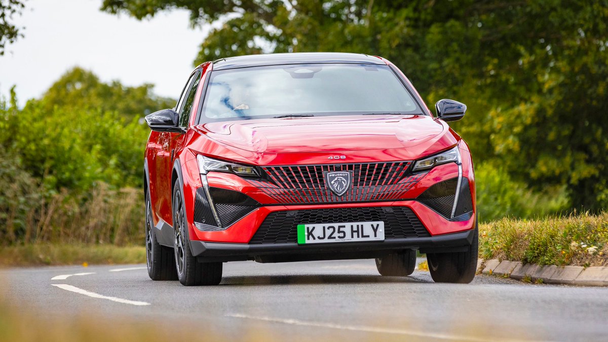 BBC_TopGear's tweet photo. Peugeot E-408 review: wacky saloon-crossover goes fully electric ➡️ https://t.co/YiSWT5N0rZ https://t.co/T7y1AF2Kbd