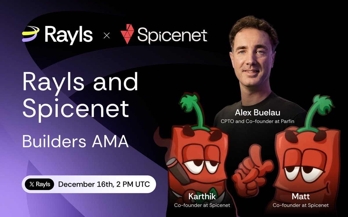 디스트리뷰션, 이제 더 이상 고민거리가 아닙니다.

<a href="/spicenet/">Spicenet</a> 의 Spice Flow를 통해 Rayls 위에서 빌드하는 개발자들은
 마찰 없이, 즉시 활용 가능한 디스트리뷰션 레이어를 바로 사용할 수 있습니다.
오늘 UTC 2PM (한국시간 23:00) 라이브 스트리밍에서
Spicenet 공동창업자 @peprika_inferno,