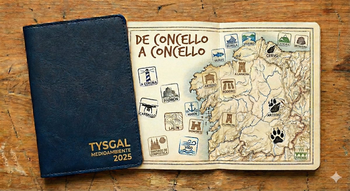 jm_taboada's tweet photo. 🌍 Cerrando 2025 con el pasaporte lleno de sellos ambientales. Hemos recorrido toda la geografía gallega y dado el salto a proyectos en #Asturias y #Madrid.
Evaluación ambiental, huella de carbono y mucha educación ambiental. ¡Gracias por viajar con Tysgal este año! 🎒🌱 #Galicia https://t.co/qV1jo1Tw6C