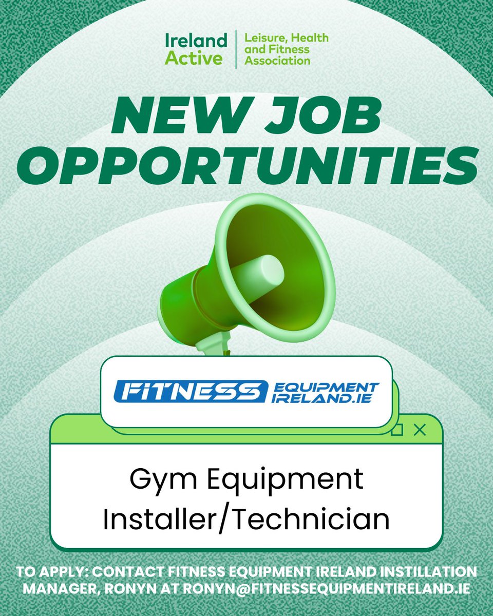 irelandactive's tweet image. 𝙉𝙚𝙬 𝙅𝙤𝙗 𝙊𝙥𝙥𝙤𝙧𝙩𝙪𝙣𝙞𝙩𝙮 – 𝙁𝙞𝙩𝙣𝙚𝙨𝙨 𝙀𝙦𝙪𝙞𝙥𝙢𝙚𝙣𝙩 𝙄𝙧𝙚𝙡𝙖𝙣𝙙

👉 Full job details:
irelandactive.ie/2025/12/15/fit…

📧 To apply: Contact Installation Manager Ronyn at
ronyn@fitnessequipmentireland.ie

#IrelandActive #FitnessJobs #NowHiring #LeisureIndustry