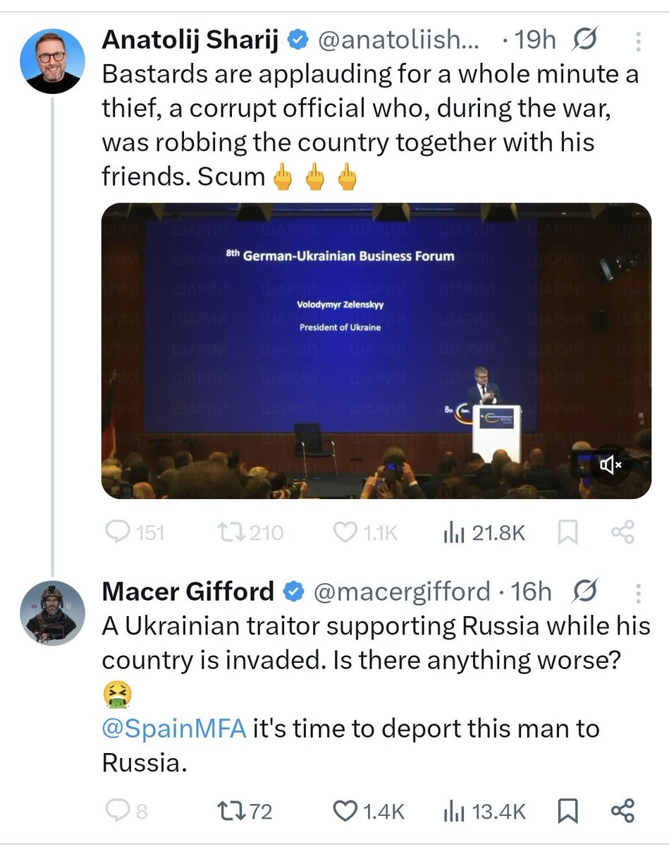 macergifford's tweet image. Must have been something I said 🤦
This Ukrainian traitor is currently living in Spain while spreading his ghastly propaganda. Why is Spain allowing this foreign agent to operate in their country?
Please remind Anatolij of his treason &amp;amp; encourage @SpainMFA to deport him to Russia