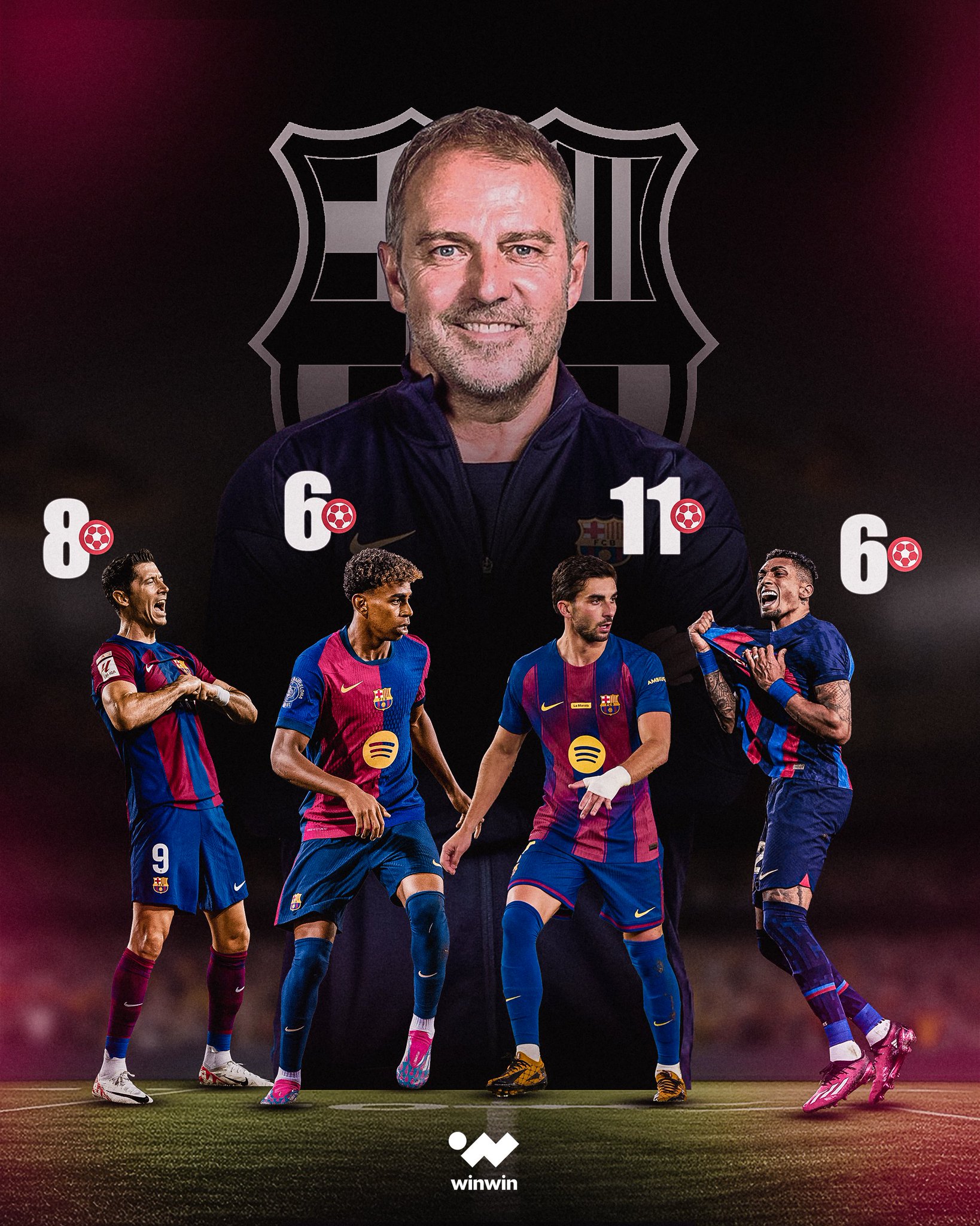 برشلونة هو النادي الوحيد في الدوريات الأوروبية الخمسة الكبرى الذي يضم 4 لاعبين سجل كلٌّ منهم 5 أهداف أو أكثر في الدوري هذا الموسم 