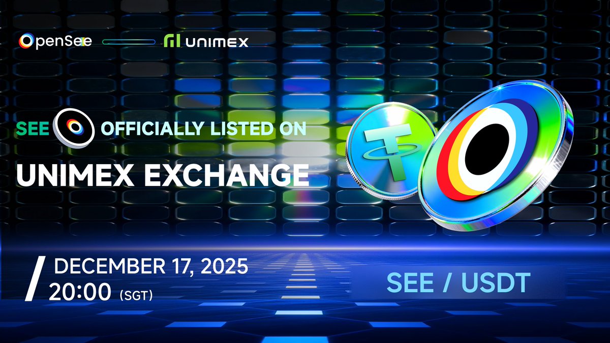 OpenSee_Web3's tweet photo. 📢 Dear OpenSee Users,

We are pleased to announce that the OpenSee ecosystem token $SEE will be officially listed on UniMex 

The 🌐 world’s first full-chain asset management exchange!

💱 Trading Pair: SEE/USDT
🕗 Listing Time: December 17, 2025, at 20:00 (SGT)
🚀 The listing of $SEE will further enhance liquidity and expand the application scenarios of the OpenSee ecosystem, providing users worldwide with a more convenient and efficient trading experience.

🙏 Thank you for your continued support and trust in OpenSee.

🔗 Let’s build the future of decentralized finance together!

 OpenSee Team 🌟
