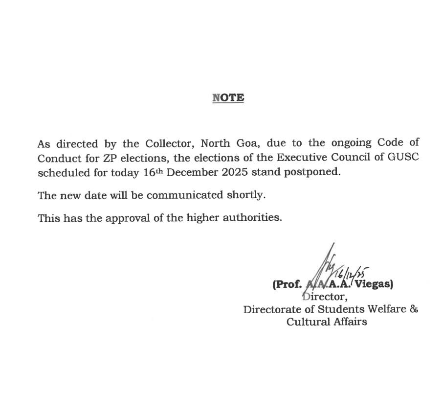 Goa University Student Council elections were halted at the last minute on a false pretext—only because the BJP knew <a href="/NSUIGoa/">NSUI Goa</a> was heading for victory.

This Vote Chor Sarkaar has sunk to a new low—stealing even student elections. When you fear democracy, you crush it. Shameful.