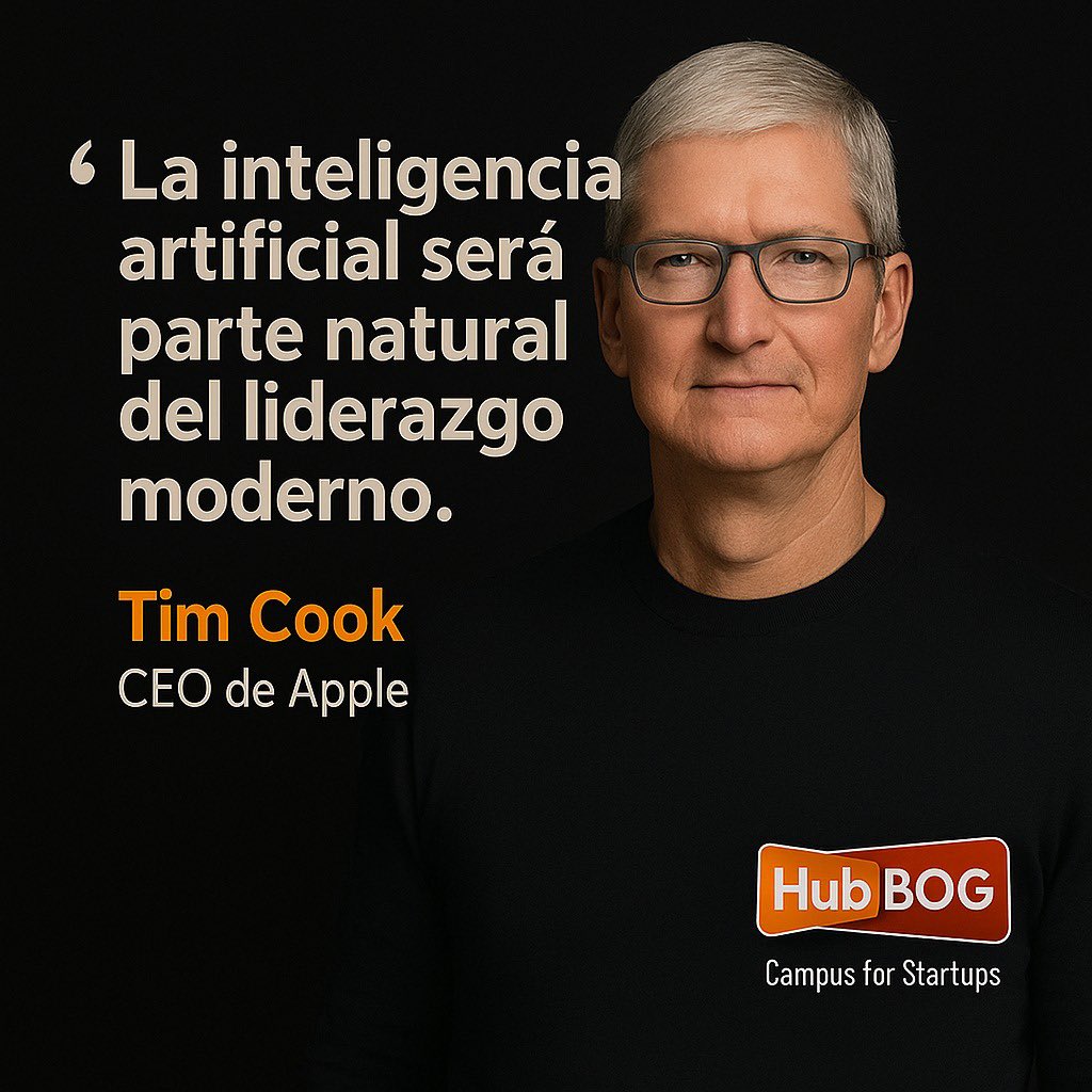 #FraseDelDía "La inteligencia artificial será parte natural del liderazgo moderno.", Tim Cook, CEO de Apple

Conoce más acerca de casos de éxito empresarial con Inteligencia Artificial, en los eventos de esta semana: hubbog.com/talleres-y-eve…