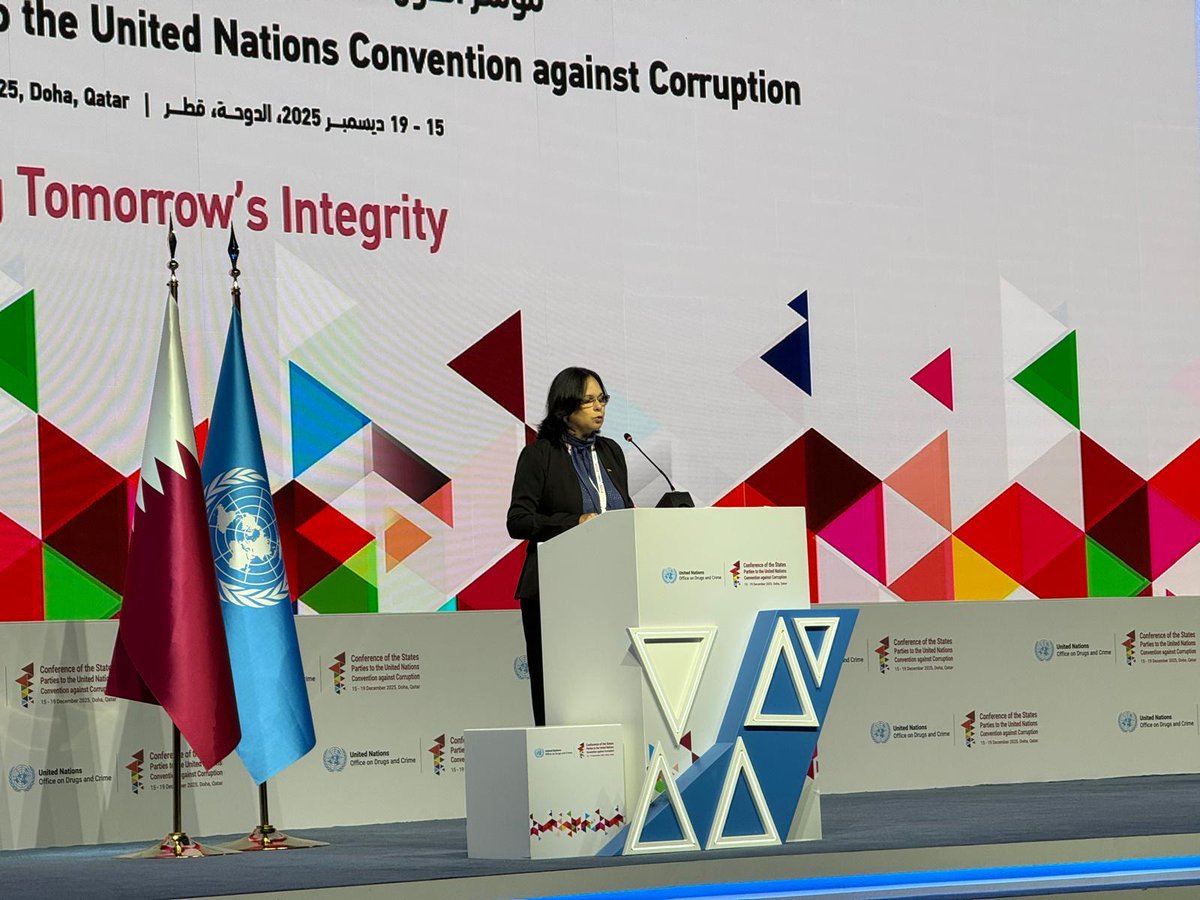 ContraloriaCuba's tweet photo. Interviene  la Contralora General Mirian Marban González en la 11 Sesión de Conferencias  de los Estados Partes de la Convención de las Naciones Unidas(UNCAC) contra la Corrupción.Cuba reafirma su compromiso con los objetivos y propósitos de la UNCAC. https://t.co/bC31PeE5s4