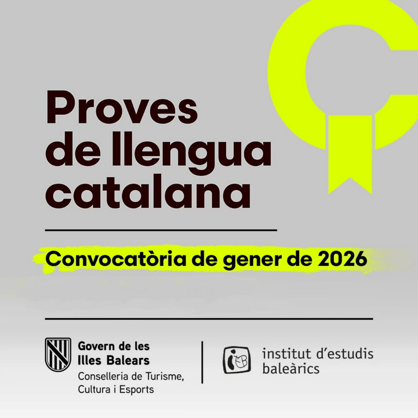 📢 Consultau les llistes definitives d'admesos i exclosos de les proves de #llenguacatalana de gener de 2026:

👉 ja.cat/pbMVv

❗️ Només s'hi podran examinar les persones admeses.

 #català
 #IEBllengua
 <a href="/CulturaGOIB/">CulturaGOIB</a>
<a href="/turismeGOIB/">Conselleria Turisme, Cultura i Esports</a>
<a href="/IEBalearics/">Institut d'Estudis Baleàrics</a>
<a href="/CentresCAT_IEB/">Xarxa de Centres de Català</a>