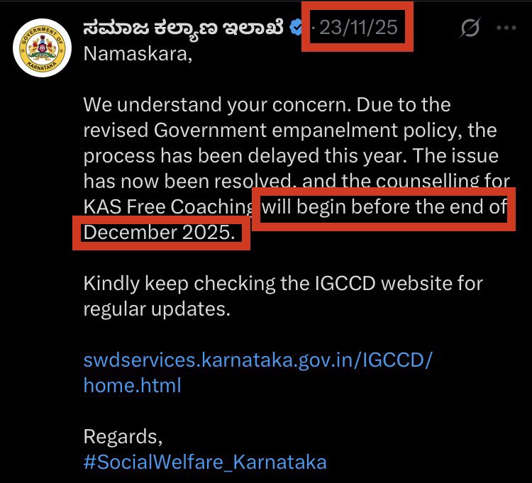 SuhassHS's tweet photo. ನಮಸ್ಕಾರಗಳು,
KAS FREE COACHING 
1)ನೇಮಕಾತಿ ಪ್ರರಂಭಿಸಿ 1 ವರ್ಷ
2)ಪರೀಕ್ಷೆ ನಡೆದು 6 ತಿಂಗಳು
3)ಬೇರೆ ಇಲಾಖೆಗಳ ವಿದ್ಯಾರ್ಥಿಗಳು ತರಬೇತಿ ಪಡೆಯುತ್ತಿದ್ದಾರೆ
4)ನೇಮಕಾತಿಗಳು ಪ್ರಾರಂಭವಾಗಿವೆ
5)ಪ್ರತೀ ತಿಂಗಳು ಅದೇ ಮಾಹಿತಿ ನೀಡುತ್ತಿದ್ದೀರಿ
ಈ ತಿಂಗಳು ಕೌನ್ಸೆಲಿಂಗ್ ಆರಂಭಿಸುತ್ತೀರಿ ಸರಿ 1:1 ಆಯ್ಕೆ ಪಟ್ಟಿ ಯಾವಾಗ ಪ್ರಕಟಿಸುತ್ತೀರಿ? https://t.co/S5yhxS8zSJ